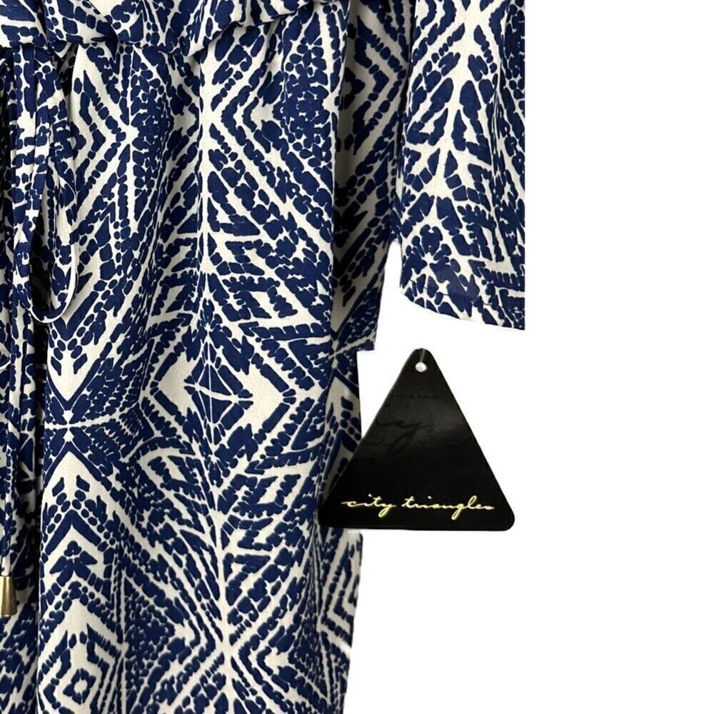 City Triangles Boho Romper Small Off Shoulder Blue Ivory Crochet Festival NWT - Picture 10 of 11